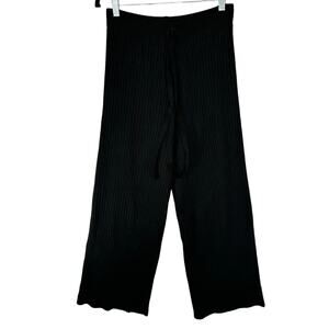 Petal and Pup High Rise Wide Leg Ribbed Pants Black Elastic Waist size S/M